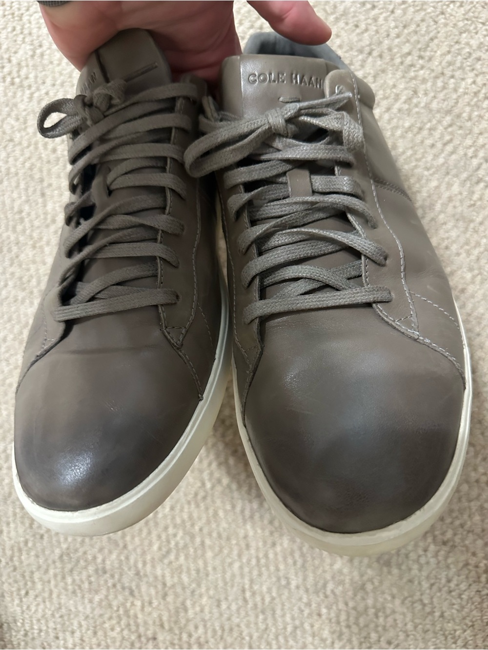 Cole Haan Men's Gray Leather Low-Top Sneakers with White Sole - size 10 - Picture 5 of 7